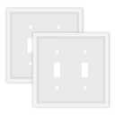 Double Toggle Light Switch Cover Plate White Classic Decorative Light Switch Plates Cover 2 Gang Wall Plate Switch Cover, 2 Pack