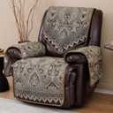 LUFEIJIASHI Recliner Chair Covers Non Slip Waterproof Large Recliner Covers for Leather Recliner,Electric Reclining Chair Covers for Living Room Dog Sofa Recliner Cover (FLKF-Brown)