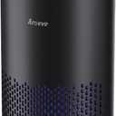 AROEVE Air Purifiers for Bedroom Home, Air Purifier For Smoke Pollen Dander Hair Smell Air Cleaner with Sleep Mode Speed Control For Bedroom Office, MK01- Black