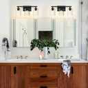 Bathroom Lighting Fixtures Over Mirror,3-Light Black Bathroom Vanity Light,Sconces Wall Lighting with Clear Glass Shade,Light Fixture for Bedroom Living Room Vanity Table Hallway