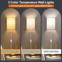 Plug in Wall Sconces Set of Two: Wall Lights with On/Off Switch - Stepless Color Temperature Wall Mount Lamps - Fabric Linen Wall Sconce for Bedroom Living Room & Hallway- Indoor Corded Wall Sconces
