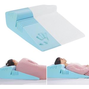 HOMBYS Memory Foam Wedge Pillow for Back and Side Sleepers, Extra Large 31 x 23 inch Supportive Pillow, Wave-Shaped with Cut Lines, Removable & Washable Pillow Cover (White, 31"x23.6"x10")