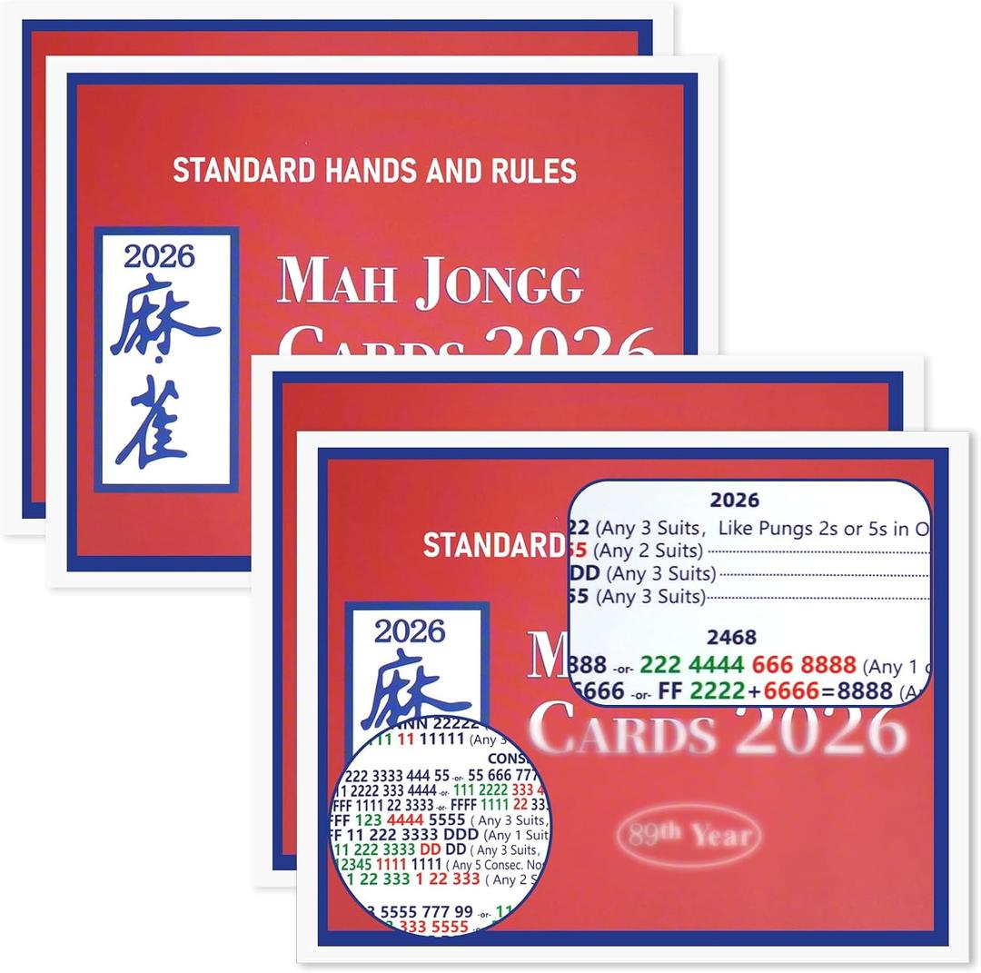 Mahjong Card 2026 Official Mahjong Cards 2026| 2026 Mahjong Cards Official Large Print| Easy to Read Mahjong Card for Enthusiasts(4PCS)