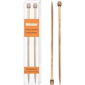 Mdoker Bamboo Knitting Needle Straight Single Pointed Sweater Knitting Needles 10-inch Length for Handmade DIY Knitting Projects,Size US 4(3.5mm)