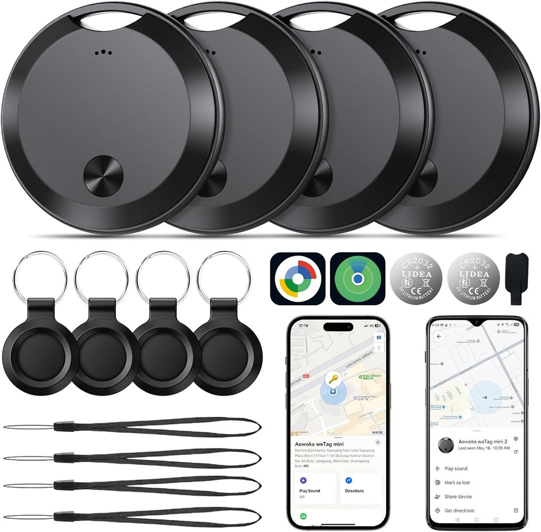 2026 Air Tracker Tags Item Locator for Android & iOS Bluetooth Tracker Smart Tags Compatible with Apple Find My (iOS) & Google's Find Hub(Android) for Keys, Luggage, Wallet, Vehicles Black (4 Pack)