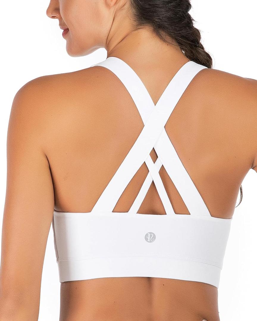 RUNNING GIRL Sports Bras for Women,Padded Strappy Sports Bras Criss-Cross Back Medium Support Sports Bras with Removable Cups M