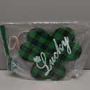 Shamrock Wooden Hanging Sign for Spring Summer, Buffalo Plaid Lucky Decorations Wall Hanger for Front Door, Farmhouse Wood Wreath for Indoor Outdoor Decor