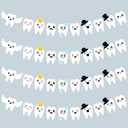 4 Pieces Tooth Banner Decorations 1st Tooth Banner Garland for Dental Graduation Birthday Party Baby Shower Decor