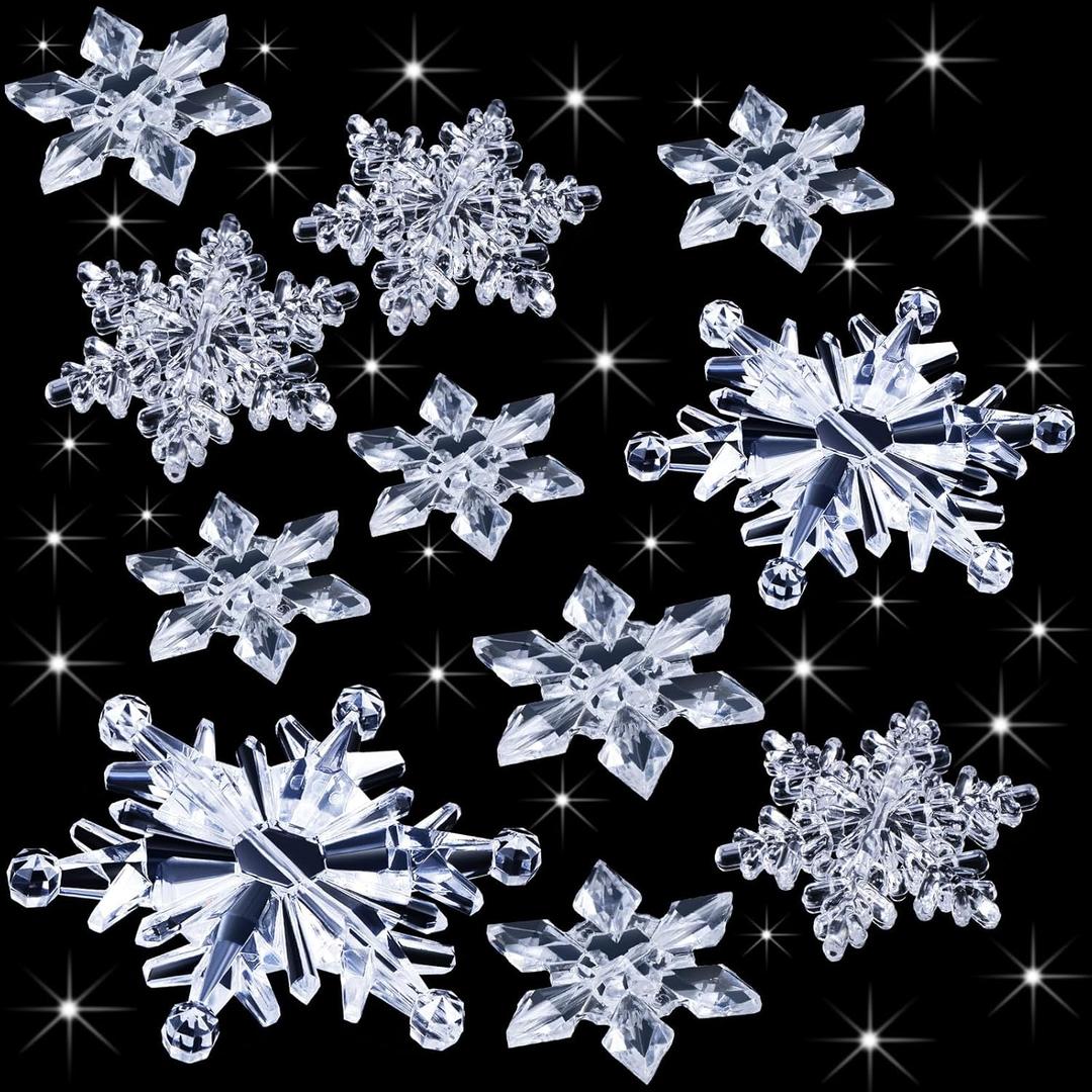 Boao 35 Pieces Christmas Snowflakes Ornaments DIY Acrylic Snowflakes Crystal Xmas Tree Pendant Winter Hanging Snow Theme Decoration(Clear)