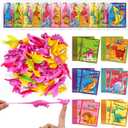 2 x Skylety 36 Sets Valentines Dinosaur Gifts Valentines Exchange Gifts Kid Classroom Dinosaur Finger Slingshot Gift Finger Toy Cute Valentine's Day Cards Goodie Bag Stuffers Valentine's Day Party Favors