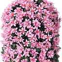 Artificial Faux Hanging Outdoor Plants Flowers Basket for Summer Autumn Decoration, Fake Silk Realistic UV Resistant Pink Long Vines Planter for Outside Home Porch Patio Balcony Yard Decor