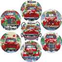 Leatrice Diamond Art Coasters Set of 6, Small Diamond Painting Kits for Adults Beginners Women, Gem Art Coasters with Holder, Funny Arts Supplies for Kitchen Decor Christmas Truck