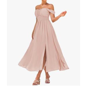 GRACE KARIN 2025 Women's Summer Floral Print Flowy A Line Maxi Dresses Sleeveless Smocked Off Shoulder Dress
Size M