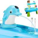 Dolphin Water Table Pump Toy for Kids - Battery Powered, 3-Hour Non-Stop Play - Summer Water Fountain Play Table with Dolphin Design (Blue)