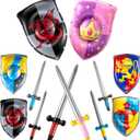 Poen 24 Pcs Inflatable Sword and Shield Medieval Knight Party,5 Styles