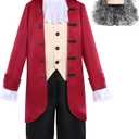 Gorkonpy Benjamin Franklin Costume Kids Boys Colonial Founding Father Ben Franklin Costume Kids, 6-8Y