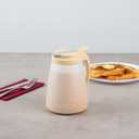 Restaurantware-Chef 101 48 Ounce All Purpose Syrup Dispenser, 1 Honey Dispenser - Beige Top, Stainless Steel Slide Cover, Plastic Pancake Syrup Bottle, Perfect For Diners, Restaurants, Home