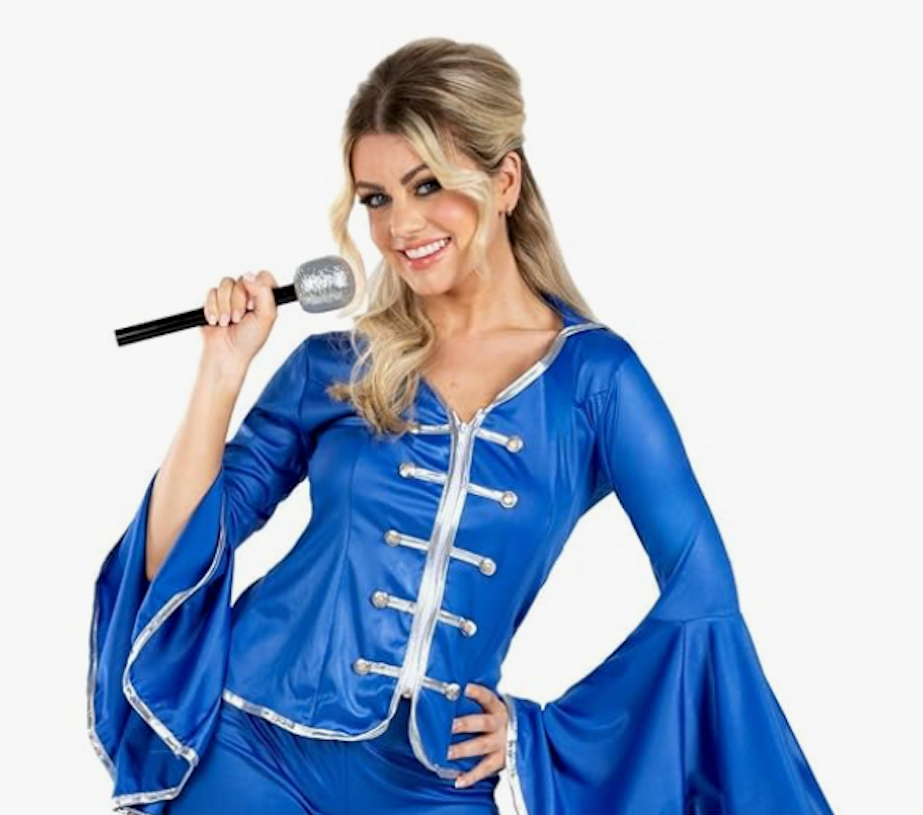 fun shack 2 Pcs 70 Disco Jacket for Women Blue Flares, Retro Dance Jacket for Parties, L
