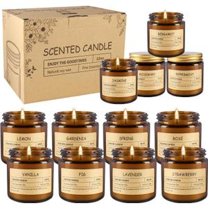 12 Pcs Scented Candles with Added Natural Essential Oils, 3.05oz, Suitable for Various Festivals, Parties, Yoga, and Home Scene