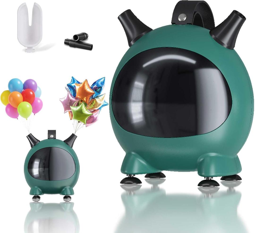 Balloon Pump Electric, Portable Balloons Inflator Air Pump Dual Nozzle, 110V Small Electric Balloons Blower Machine Corded, 600W for Latex Foil Balloon Arch Garland Party Decorations Supplies, Dark Green