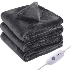 Electric Heated Blanket Full Size 72"x84", Fast Heating Blanket, Soft Cozy for Bed, 10 Hours Auto Off & 5 Heating Levels, Heater Blankets, Machine Washable, Warm Gifts for Grandma -Dark Gray