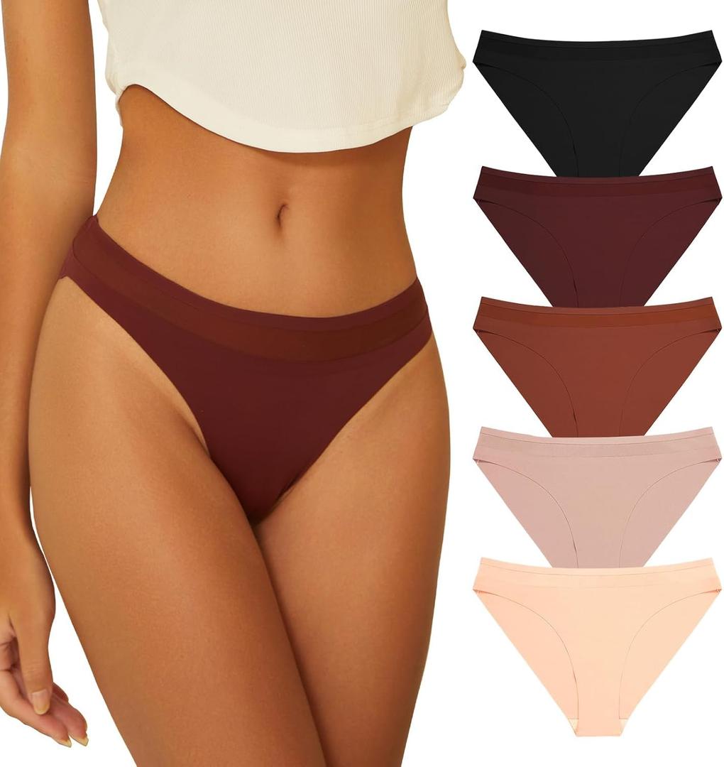 Cheeky Underwear for Women, Womens Underwear Seamless,Soft Bikinis Panties for Young Ladies 5 Pack (Small)