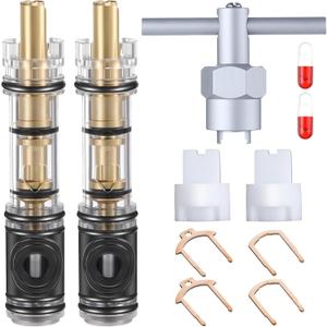 Hohean 2 Pcs Dual Seal Cartridge Replacement Compatible with Moen 1225/1225B, 1 Pc Cartridge Puller Replacement for 104421, One Handle Lavatory and Bathroom Faucet Cartridges Kit for Shower