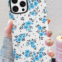 Blue Floral Aesthetic Coquette Soft Girly Case for iPhone 16