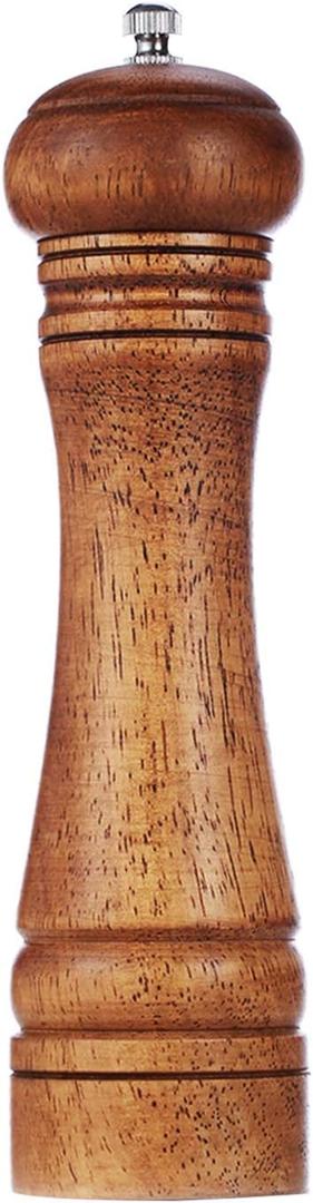 Gulex Wood Pepper Grinder Pepper Mill,Adjustable Coarseness 8 Inch Wooden Peppermill, Ceramic Grinding Mechanism Salt Mill Refillable (1 pack)