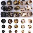 3 x 
110-Piece Resin Sewing Buttons Set, 4-Hole Round Buttons, 15mm/20mm/25mm, 5 Colors for Blazers and Coats Brown/Black