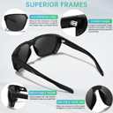 STGATN Mens Polarized Sports Sunglasses with Side Shield & Vent Square Frame UV Protection for Outdoor Activities (Black Frame Grey Lens)