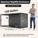 120 Gallon Reptile Enclosure 48" x 24" x 24", Front Opening Reptile Enclosure with Tempered Glass Doors, Safety Lock & Screen Top Ventilation, for Bearded Dragon, Ball Python, Snake, Gecko