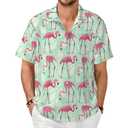 Yesad Mens Hawaiian Shirt Short Sleeve Button Down Tropical Shirts Casual Summer Beach Shirt (XL, Flamingo)