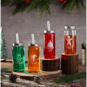 Roshtia 24 Pcs Christmas Cups Bulk 13.5 oz Funny Gingerbread Xmas Tree Reindeer Elf Plastic Jars with Lids and Straws Coffee Tea Hot Cocoa Beverage Tumbler Adults Drinking Cup for Xmas Party Fav