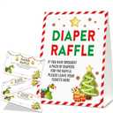 Christmas Diaper Raffle Game Sign and Card, Christmas Shower Party Game Set, 1 Sign with 50 Raffle Tickets LK-015