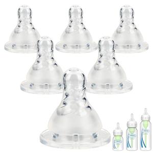 Silicone Nipples for Level 3 Dr. Brown's Narrow Baby Bottle & Glass Bottles, Fast Flow, 6m+, 6 Count