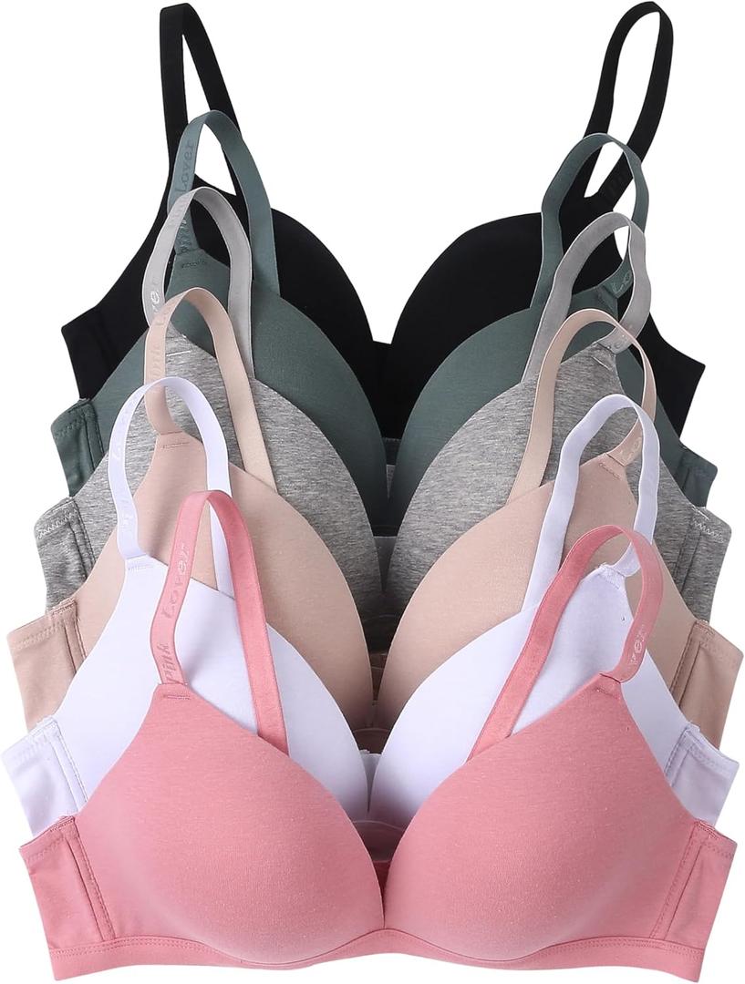 Women Bras 6 Pack of No Wire Free Bra B Cup C Cup (40C)