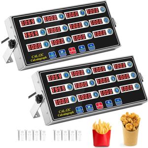 Relaxweex 2 Pack Commercial 12 Channel Digital Kitchen Timer, Multi-Countdown Timer with Loud Alarm & Large LCD Display, Wall Mount or Countertop for Restaurant, Fry Station, Baking & Lab Use