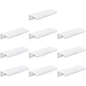 LC LICTOP Curved Edge Pull Handles, 4.72 Inch Edge Finger Tab Handle for Caibnets Drawer Closet Door Wardrobe Cupboard, 3.78 Inch Hole Spacing, 10 Pcs White Edge Pulls