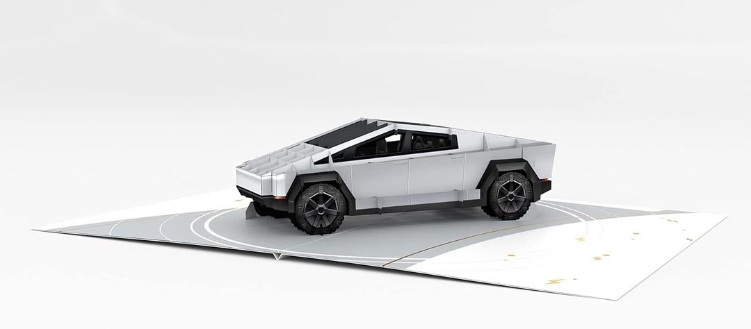 WOWPAPERART Cybertruck - Pop Up 3D Greeting Card for Tesla New Owners, Fans - Love, Birthday, Christmas, Congratulations, Surprise - Blank Insert Personalized Message - 5x7 Inches