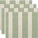 Sage Green Polka Dot Placemats Set of 4, Boho Striped Decorative Table Mat 12 x 18 Inch Heat Resistant Non Slip Line Fabric Modern Geometry Place mat for Holiday Party Kitchen Dining Decor