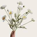 Poppy Flowers Artificial Poppy Silk Flowers with StemsRanunculus Artificial FlowersFaux Flower Stems for Wedding,Party, Outdoor Indoor Decor Flower Arrangements for Table (3, White)