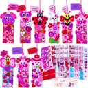 Winlyn 32 Sets Valentine's Day Decorations DIY Heart Animal Bookmarks Valentine Craft Kits Blank Foam Bookmarks with Hearts Stickers for Kids Classroom Activities Reading Party Favors Gift Exchange