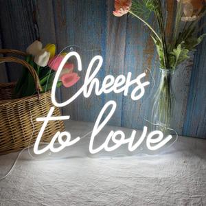 Cheers to Love Neon Sign for Wall Decor, Cheers to Love Led Sign with USB Supply for Bedroom Birthday Wedding DecorWhite Led Signs 15.7x11.8 Inch