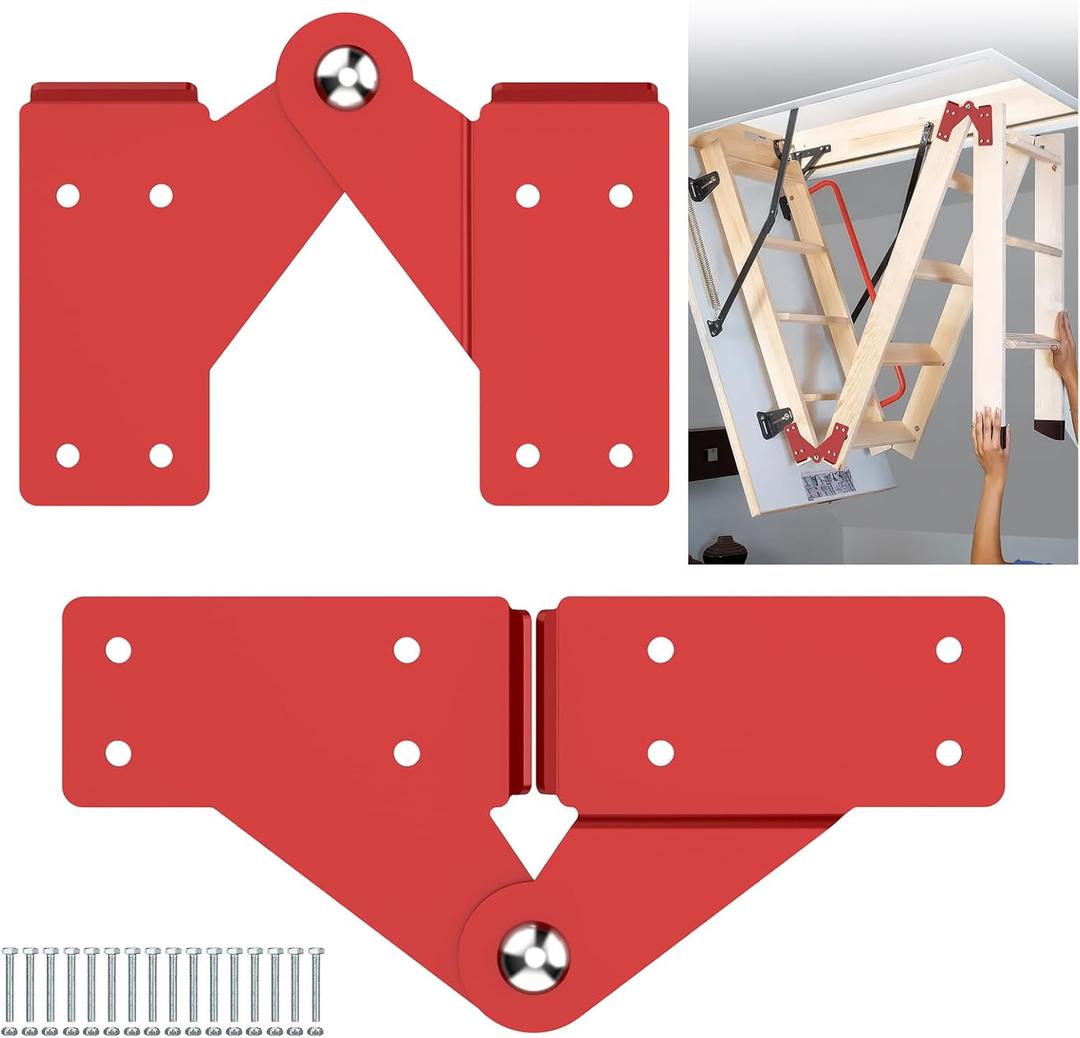 Attic Ladder Hinge for Attic Ladder Pull Down System,Hinges Attachment Accessories Herringbone Ladder Tie Rod (Red, Big)