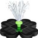 3.5W Solar Bird Bath Fountain Solar Fountain, 2024 Upgrade Outdoor Water Fountain,Solar Water Pump with Four-leaf Clover Design, 4 Fixed Rods & 8 Green Nozzles Fountain for Garden, Pool, Pond