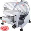 VEVOR Commercial Meat Slicer, 10 inch Electric Food Slicer, 240W Frozen Meat Deli Slicer, Premium Chromium-plated Steel Blade Semi-Auto Meat Slicer For Commercial and Home use (Silver)