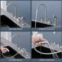 Kitchen Faucet with Side Sprayer, Brushed Nickel 2-Handle Faucet for 4 Holes Kitchen Sink