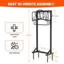 Stable Garden Hose Holder with Storage Basket and Tool Hooks, Heavy-Duty Garden Hose Storage Metal Hose Hanger Holds 160Ft, Rustproof Freestanding Water Hose Holder for Outside,Yard,Lawn,Farm
