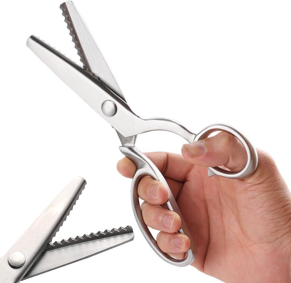 Jasni 100% Full Stainless Steel Heavy Duty Sharpe Decorative Edge Zig Zag Pinking Scissors Professional All-Metal Shears for Fabric, Paper, DIY Crafts, and Sewing Projects